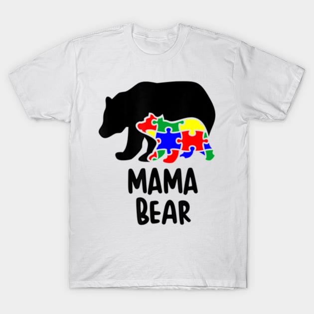 Autism Awareness Month Mama Bear T-Shirt by StuSpenceart